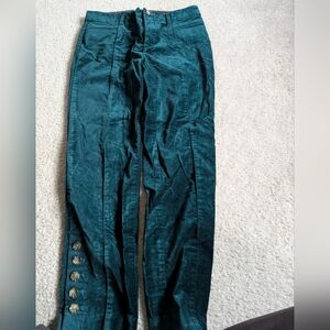 Anthropologie The Essential Slim teal velvet trousers with button ankles (0)
